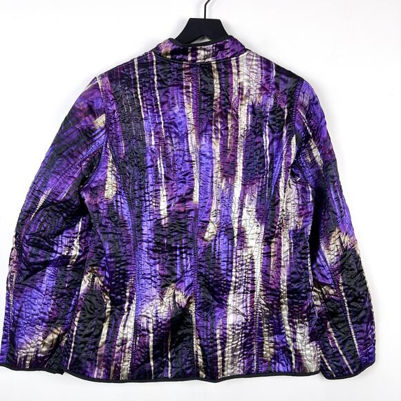 Chico’s Size 2 (L/12) Quilted Jacket Polyester Purple Lightweight Open Front - Picture 5 of 9